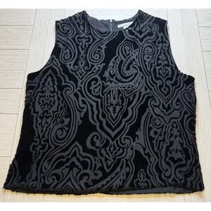 Peter Nygard Silk Blend Velvet Burnout Women's Tank Top Back Zip Sz 10 VTG Glam